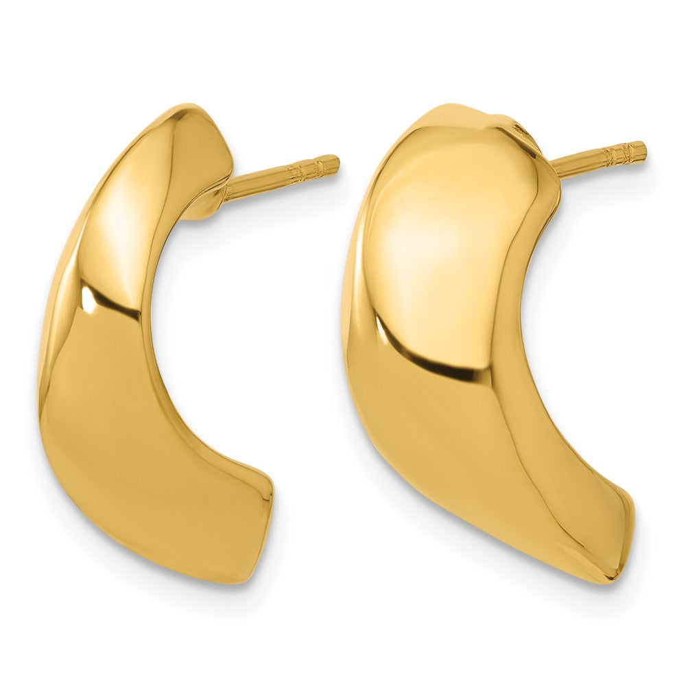 14K Polished Hollow J-Hoop Post Earrings