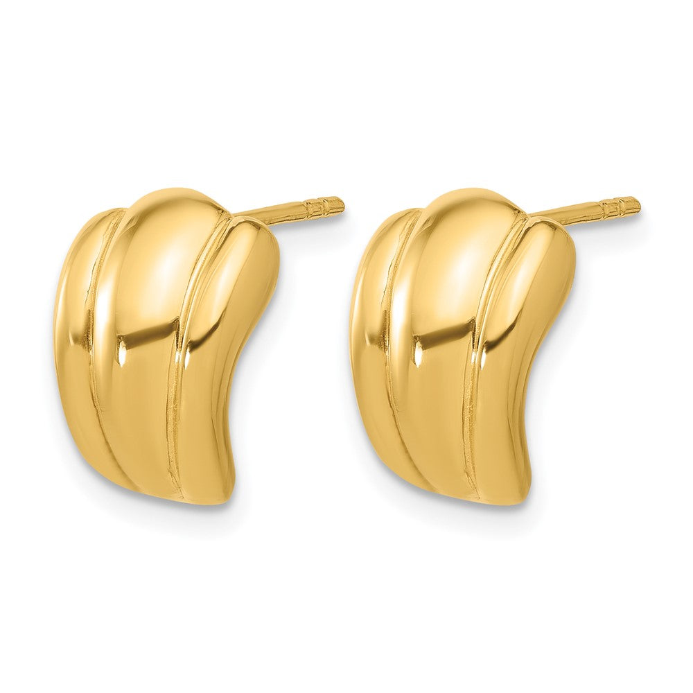 14K Polished Hollow J-Hoop Post Earrings