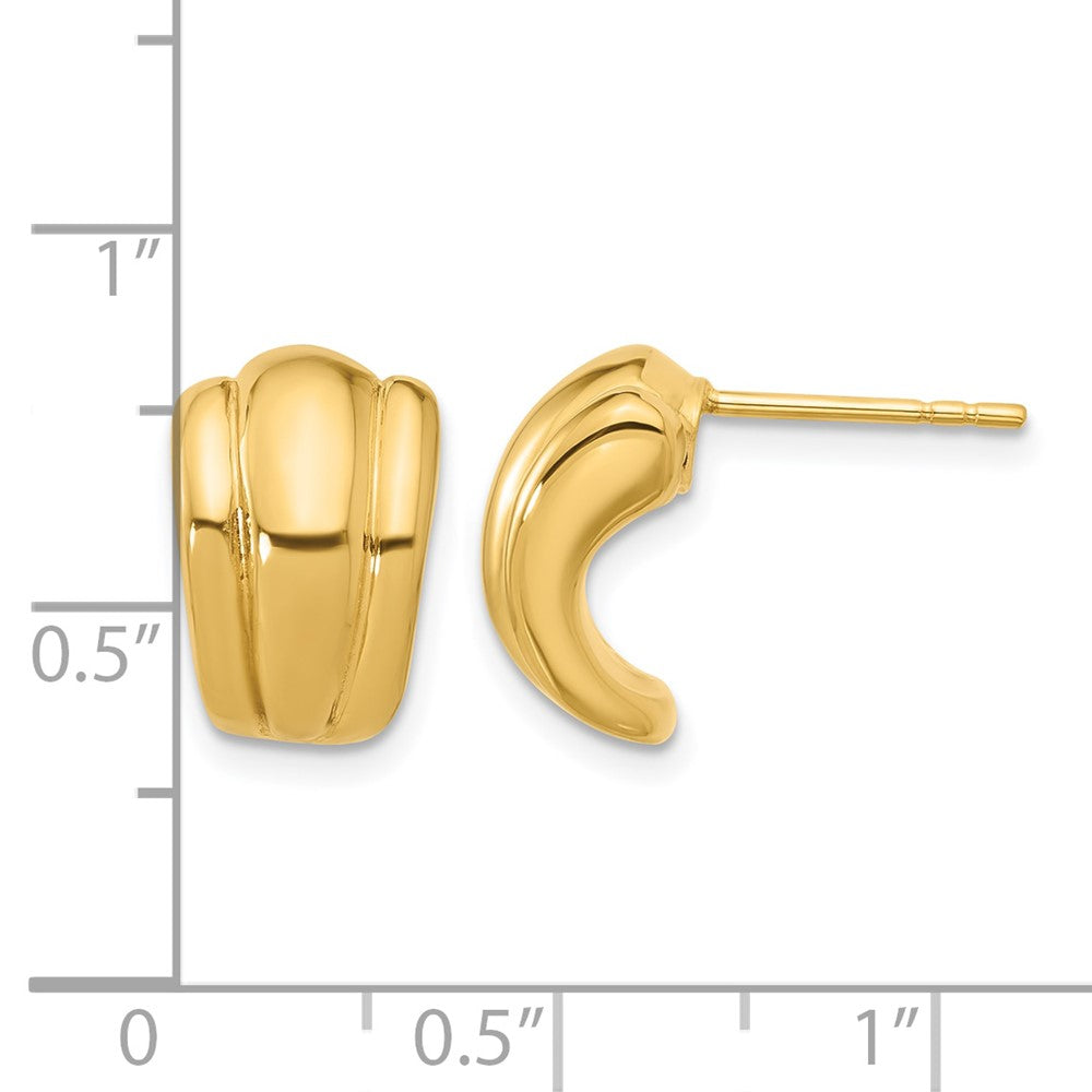 14K Polished Hollow J-Hoop Post Earrings