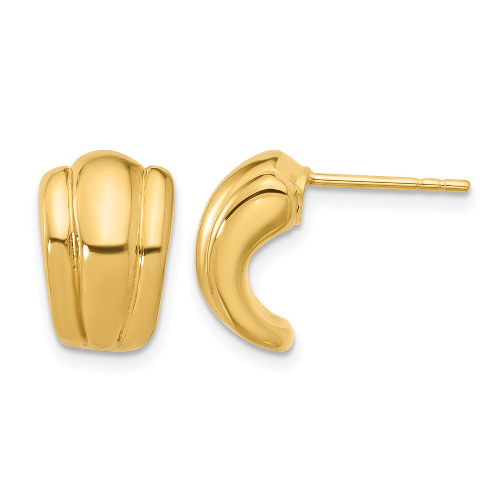 14K Polished Hollow J-Hoop Post Earrings