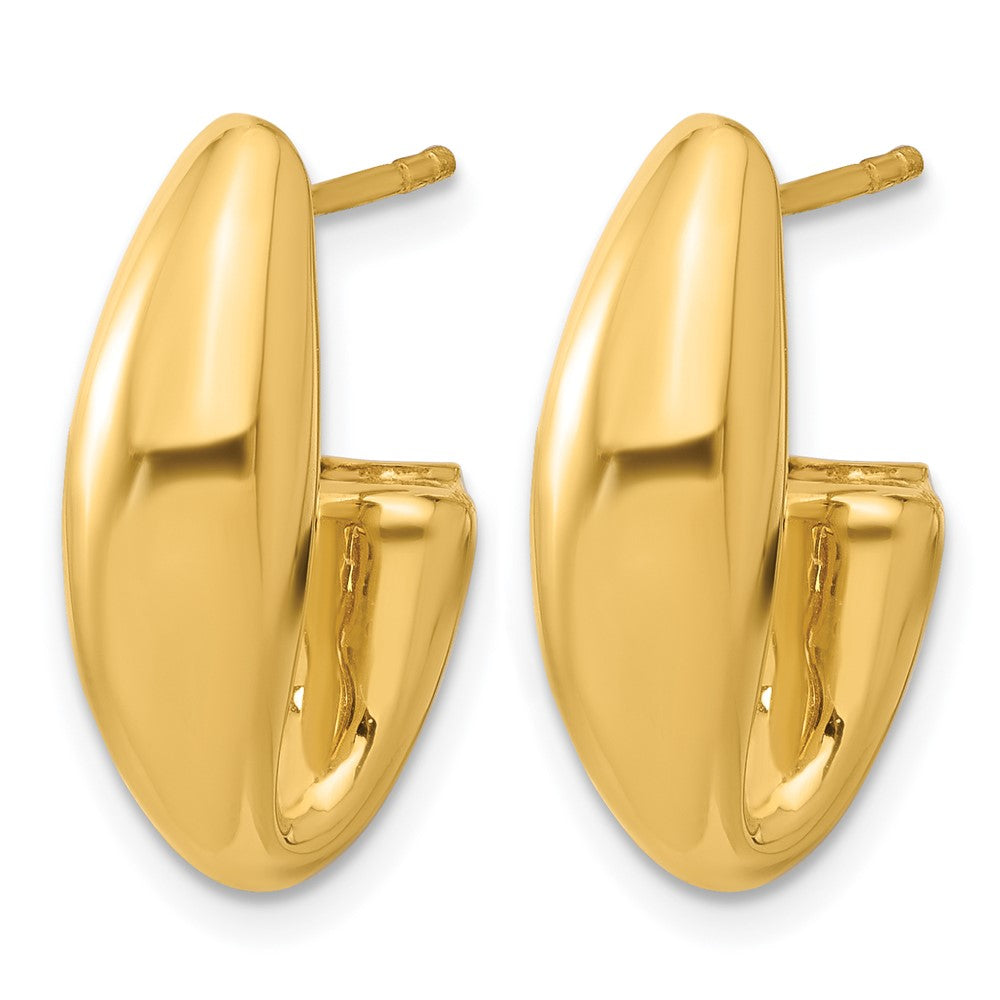 14K Polished Hollow J-Hoop Post Earrings