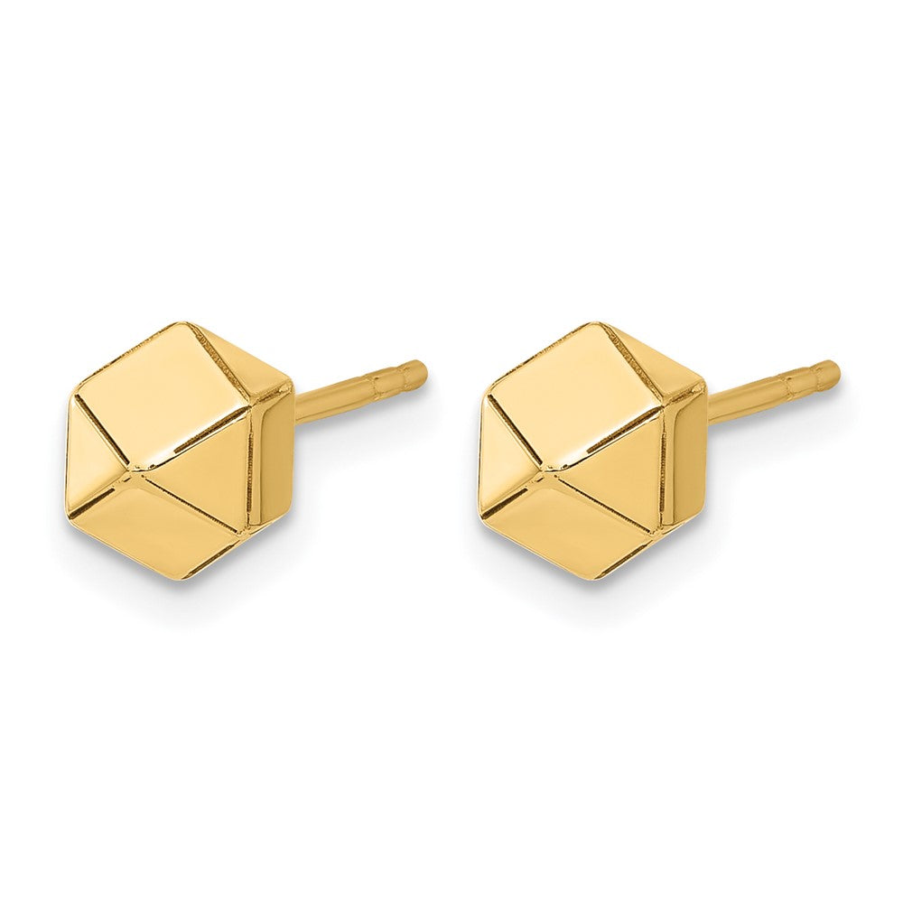 14K Polished Geometric Ball Post Earrings