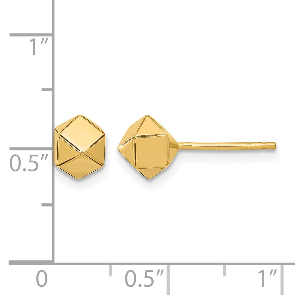 14K Polished Geometric Ball Post Earrings