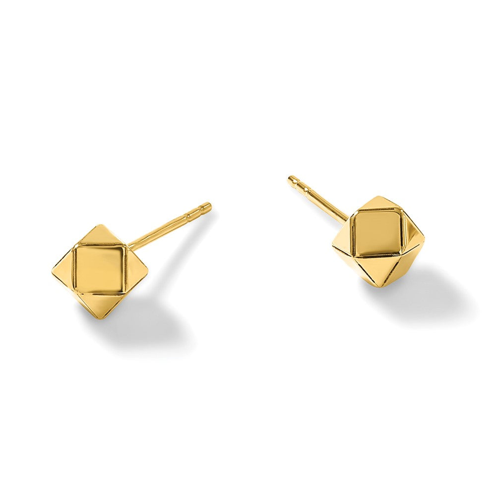 14K Polished Geometric Ball Post Earrings