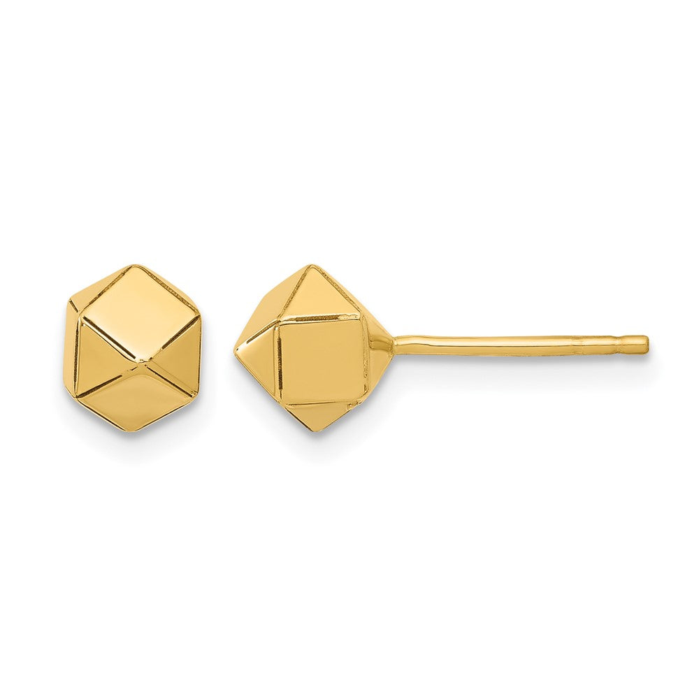 14K Polished Geometric Ball Post Earrings