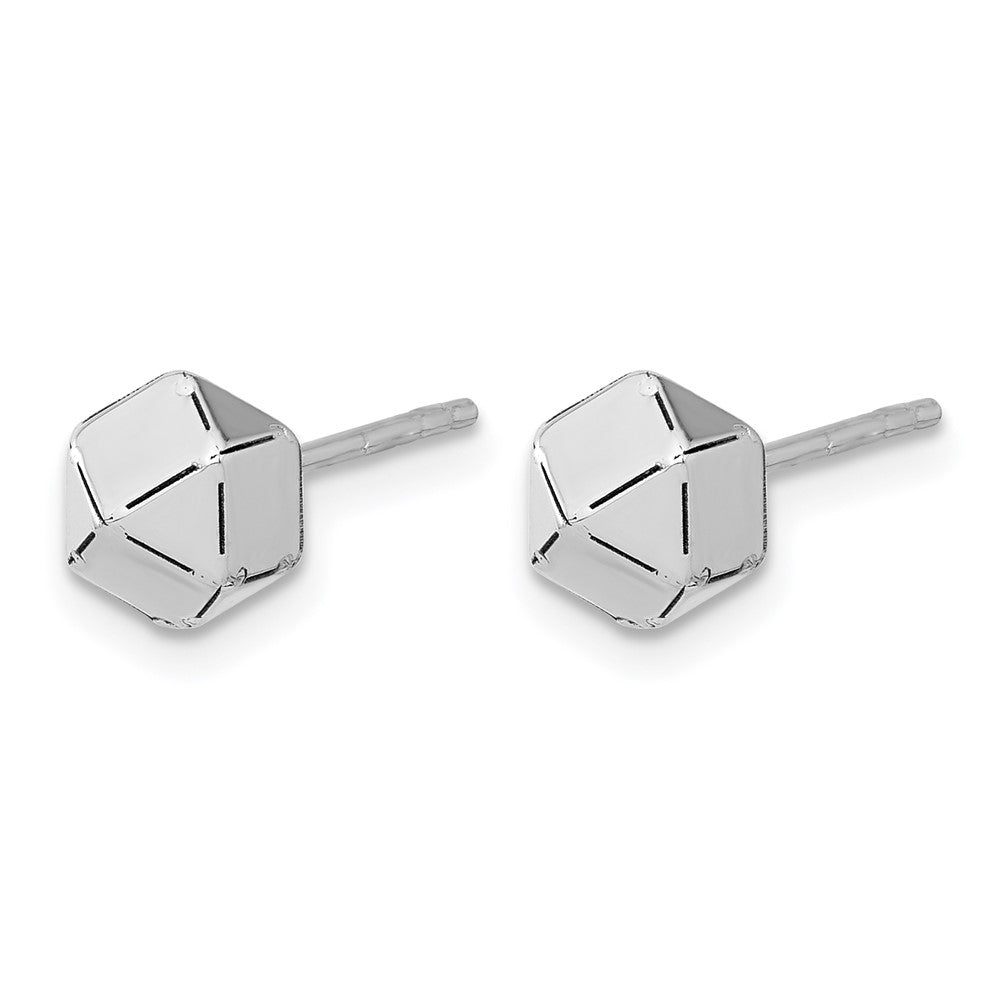 14K White Gold Polished Geometric Ball Post Earrings