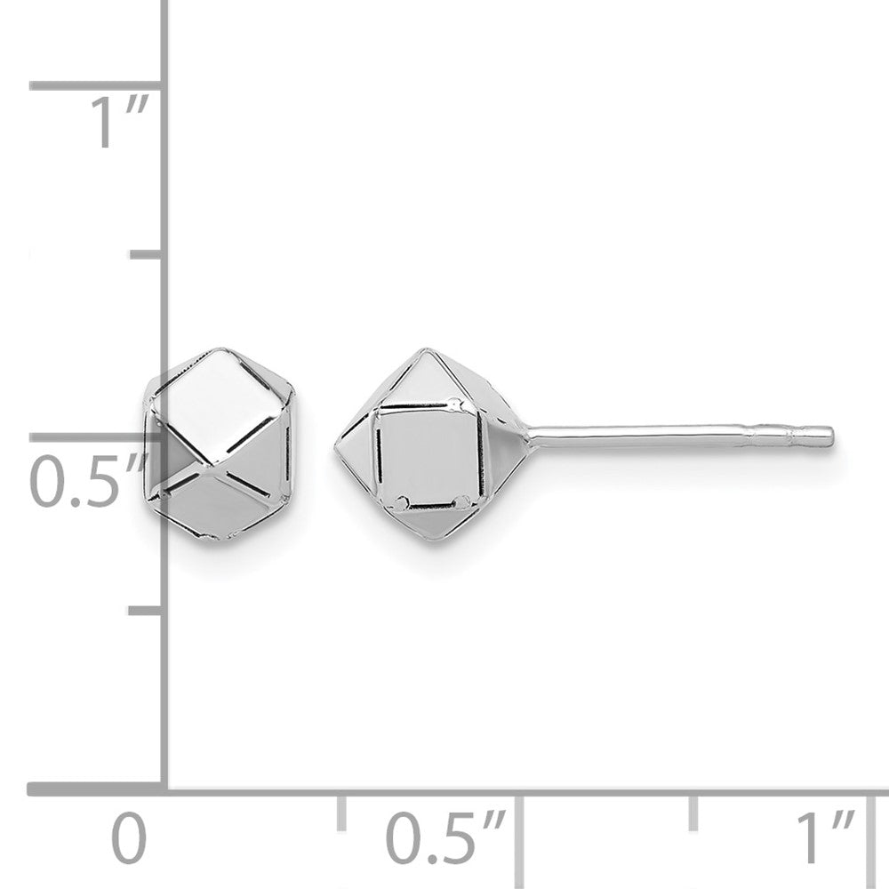 14K White Gold Polished Geometric Ball Post Earrings