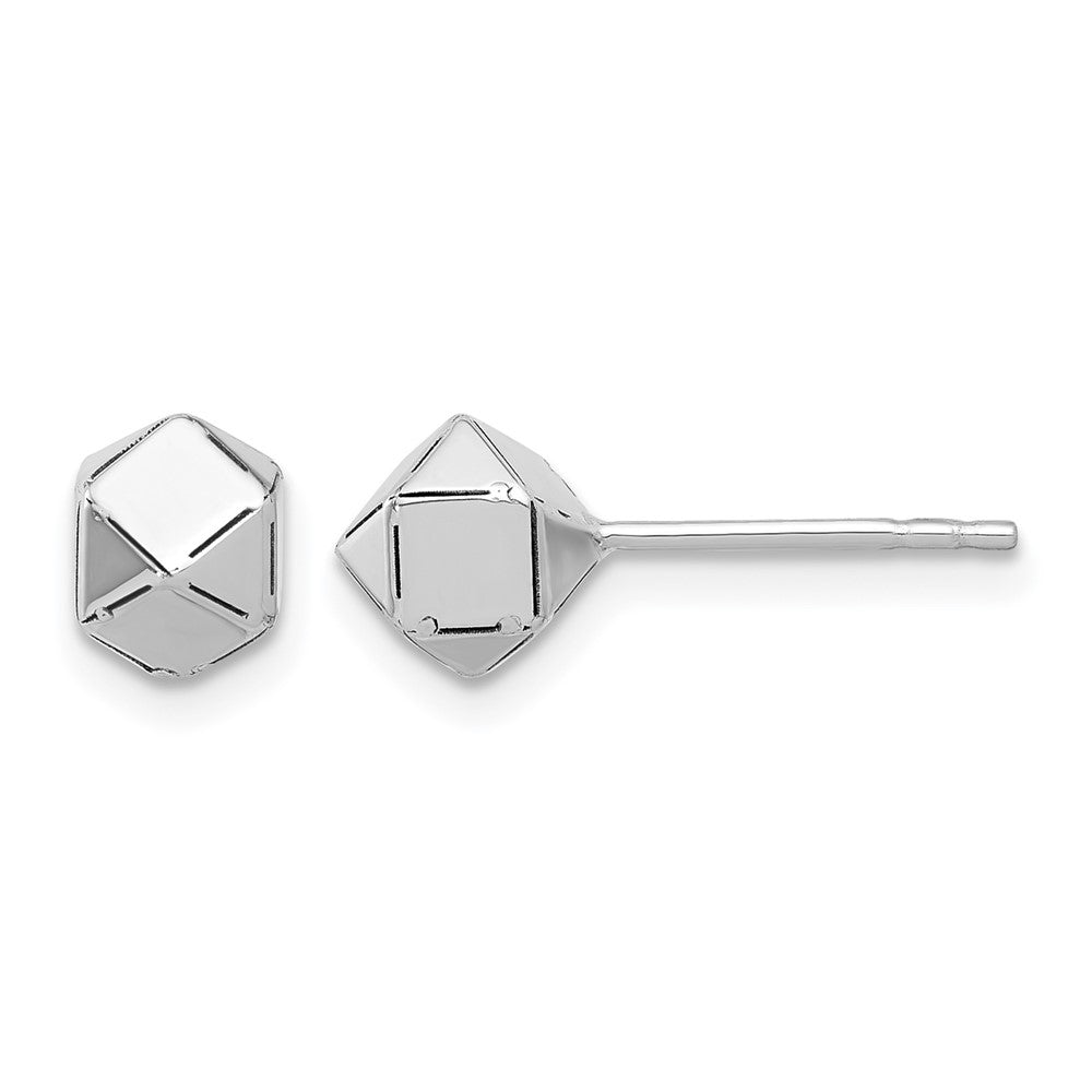 14K White Gold Polished Geometric Ball Post Earrings