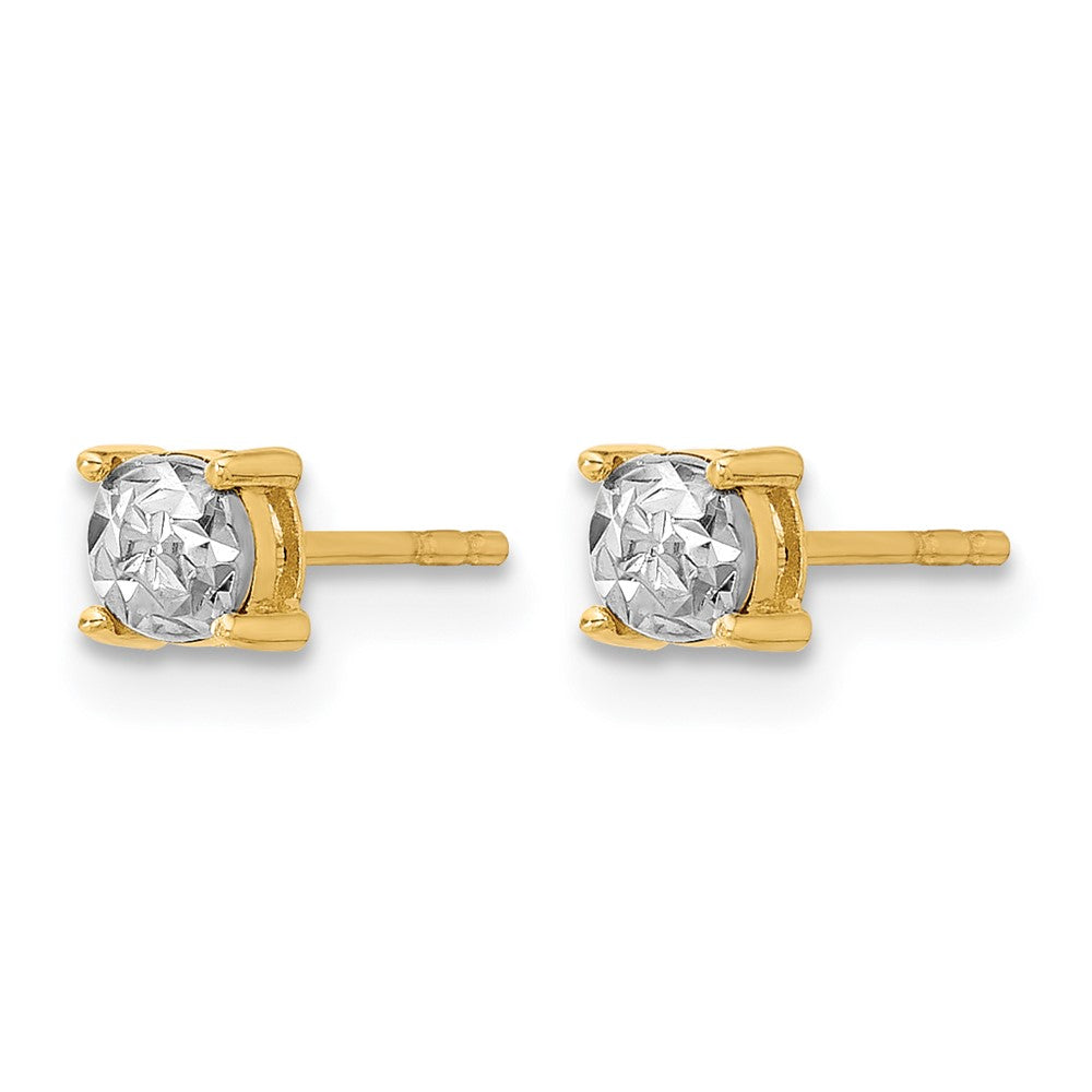 14K w/Rhodium Polished and D/C Post Earrings