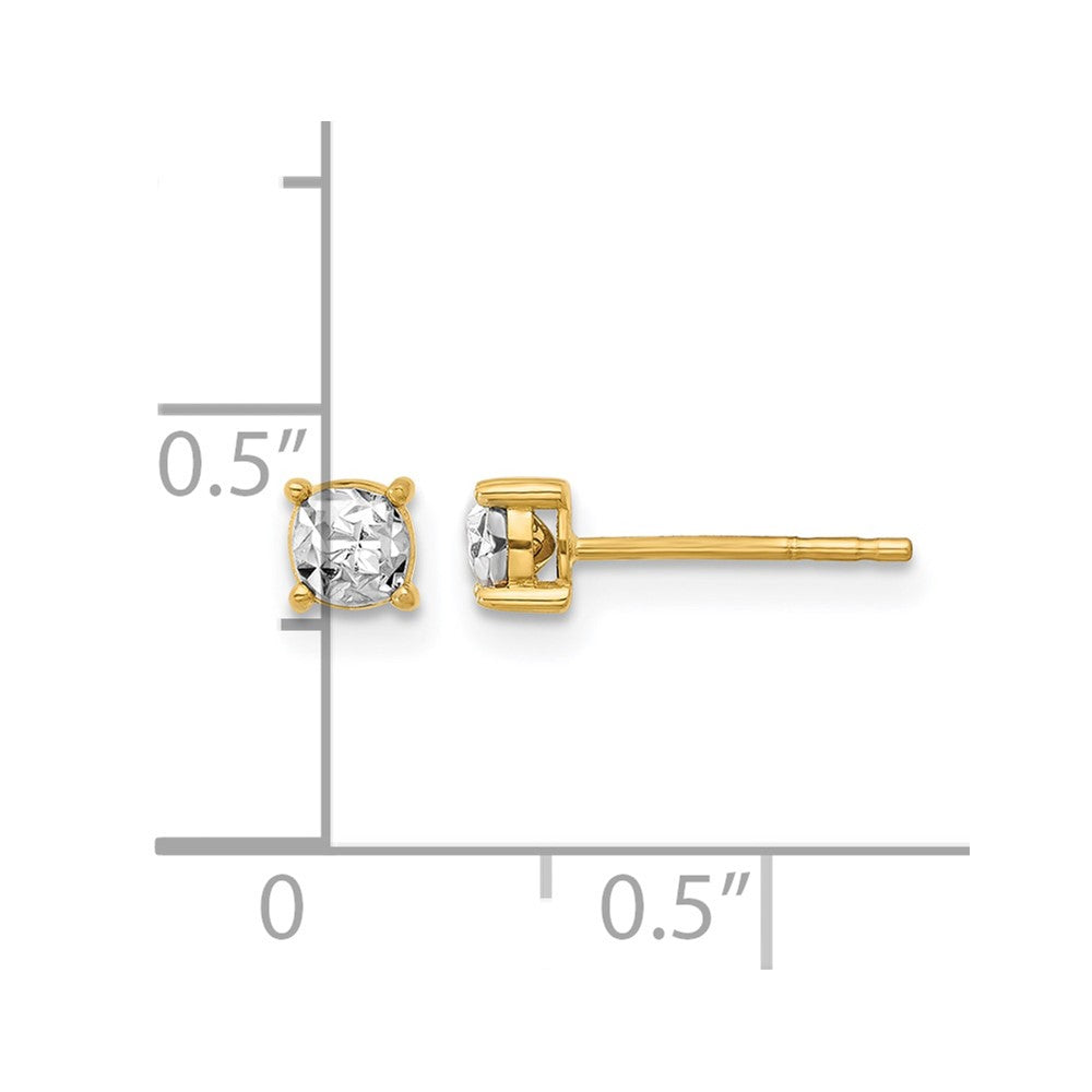 14K w/Rhodium Polished and D/C Post Earrings