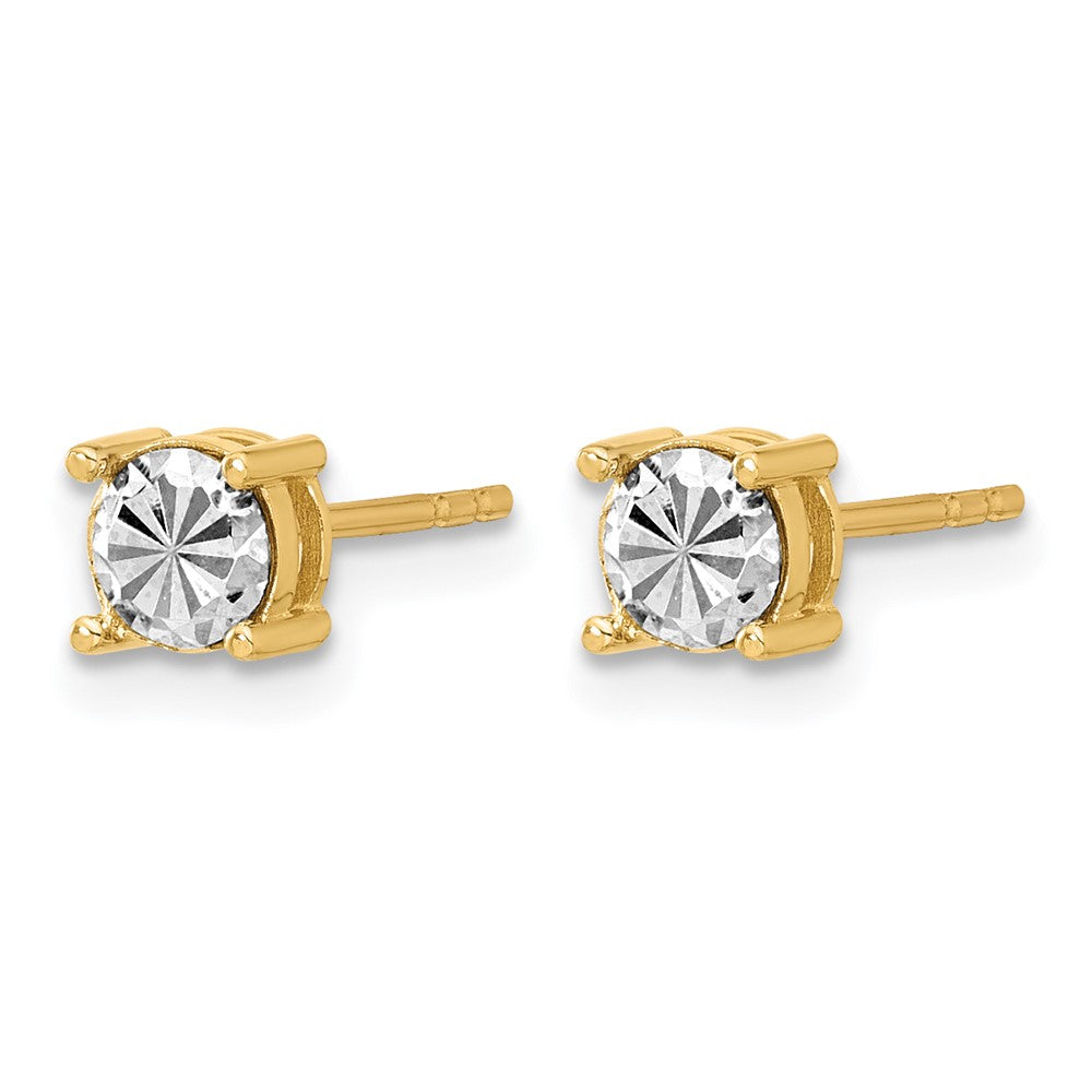 14K w/Rhodium Polished and D/C Post Earrings
