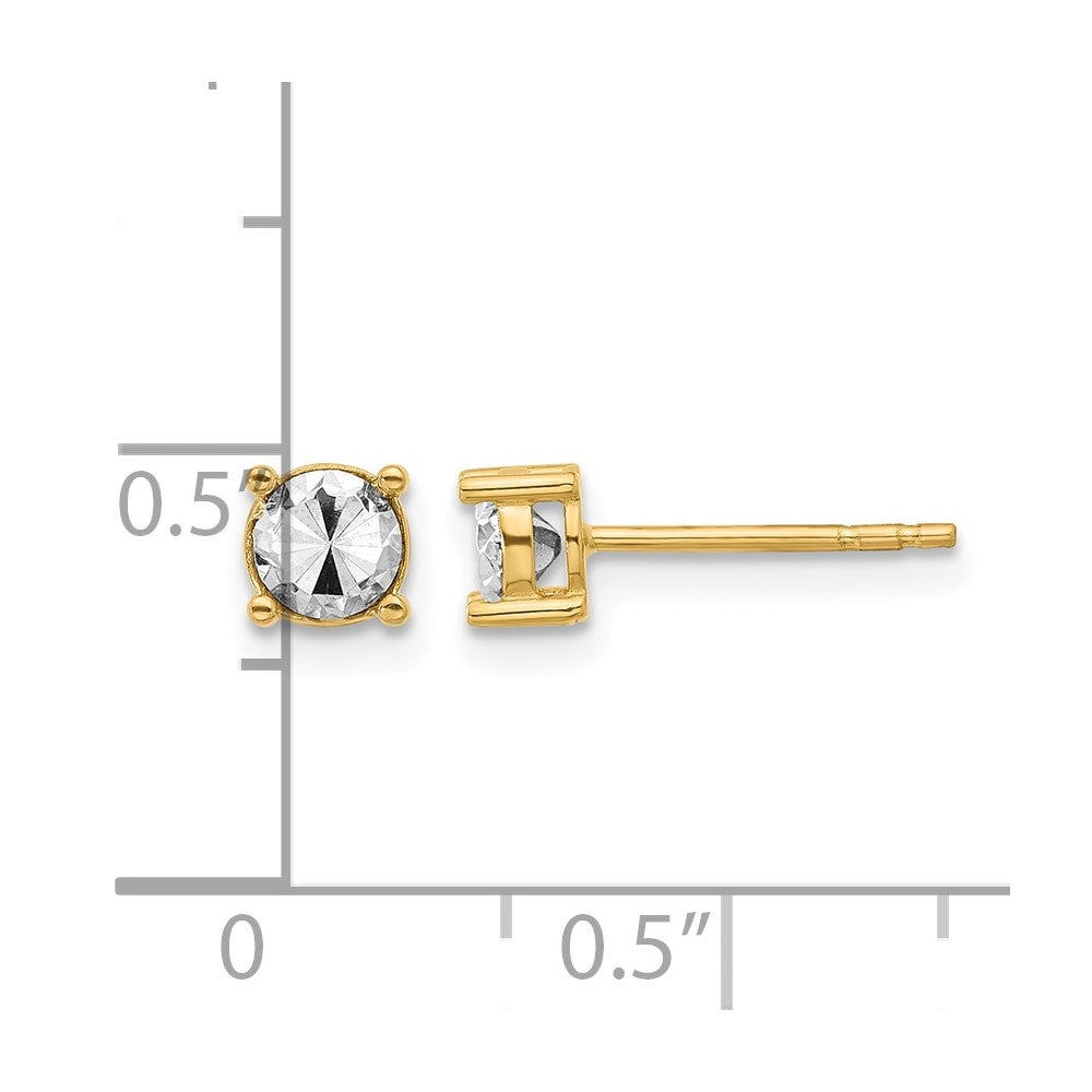 14K w/Rhodium Polished and D/C Post Earrings