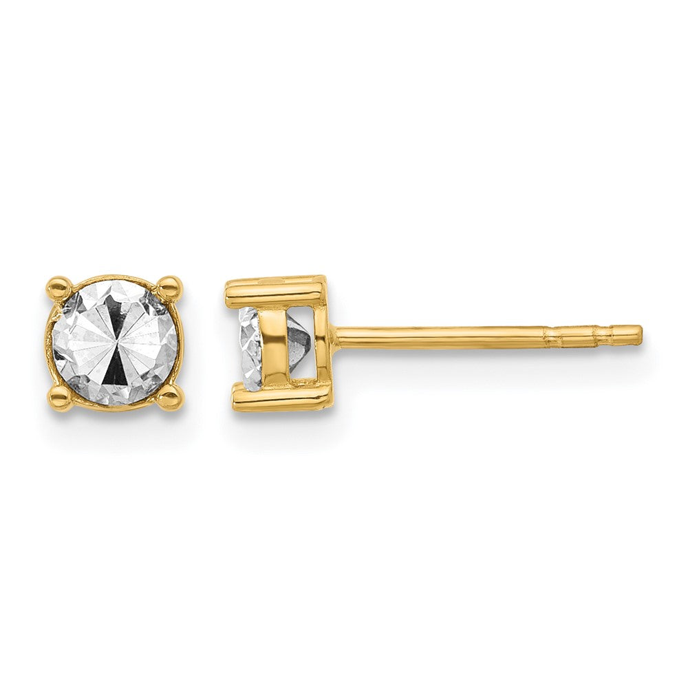 14K w/Rhodium Polished and D/C Post Earrings