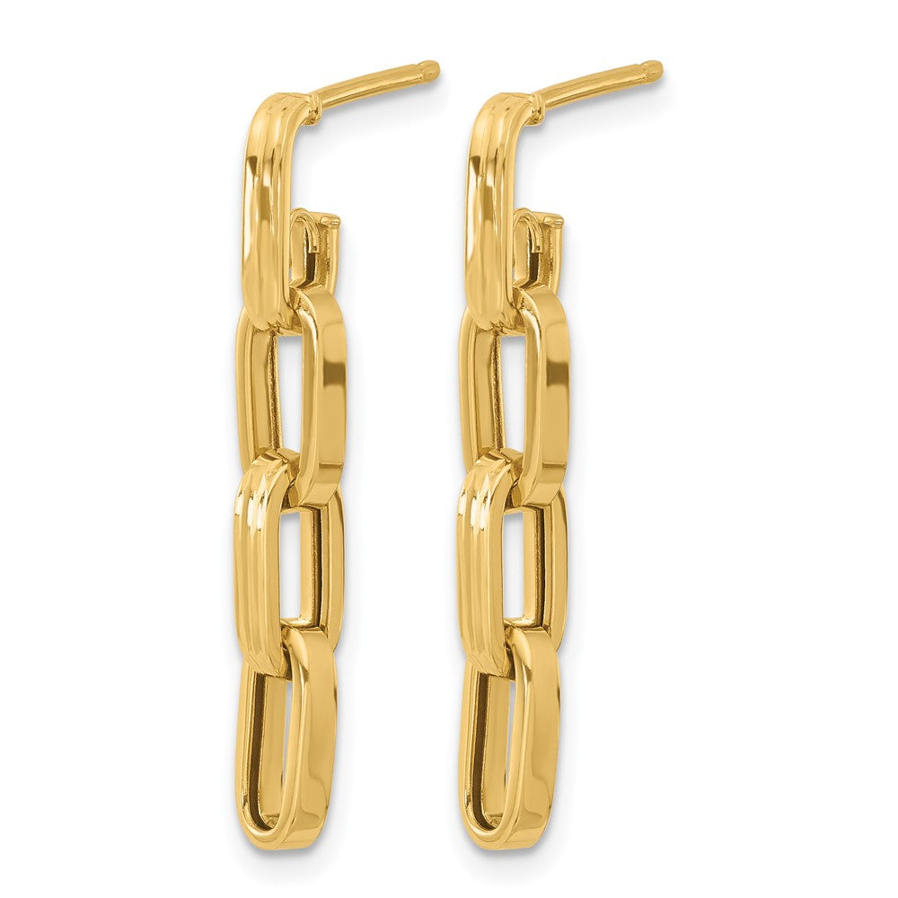 14K Polished Link Dangle Post Earrings
