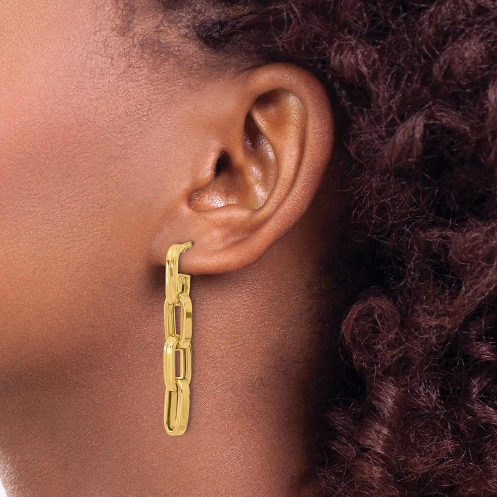 14K Polished Link Dangle Post Earrings