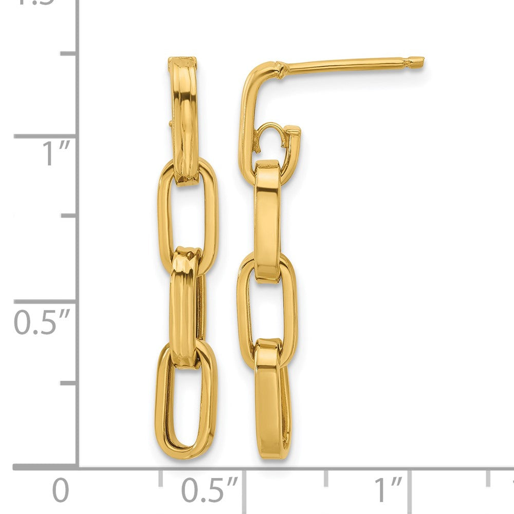 14K Polished Link Dangle Post Earrings