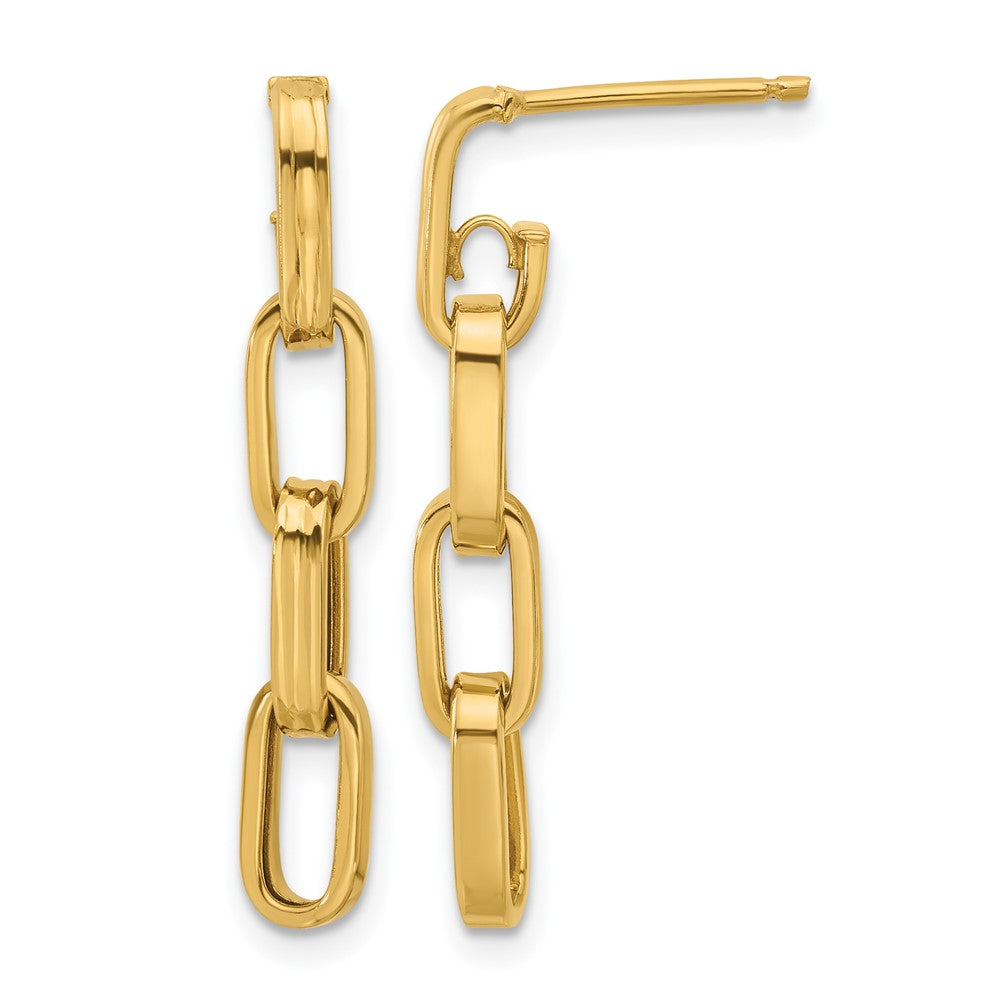 14K Polished Link Dangle Post Earrings