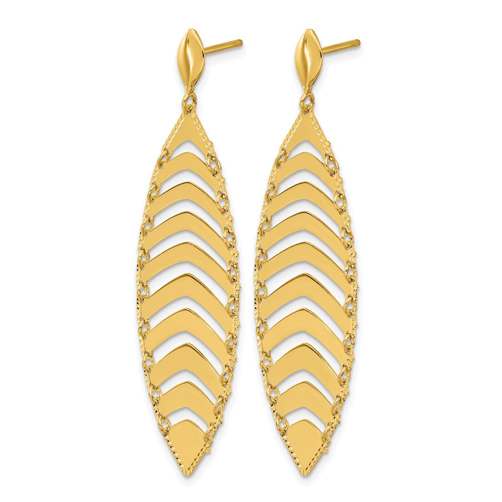 14k Polished D/C Post Dangle Leaf Earrings