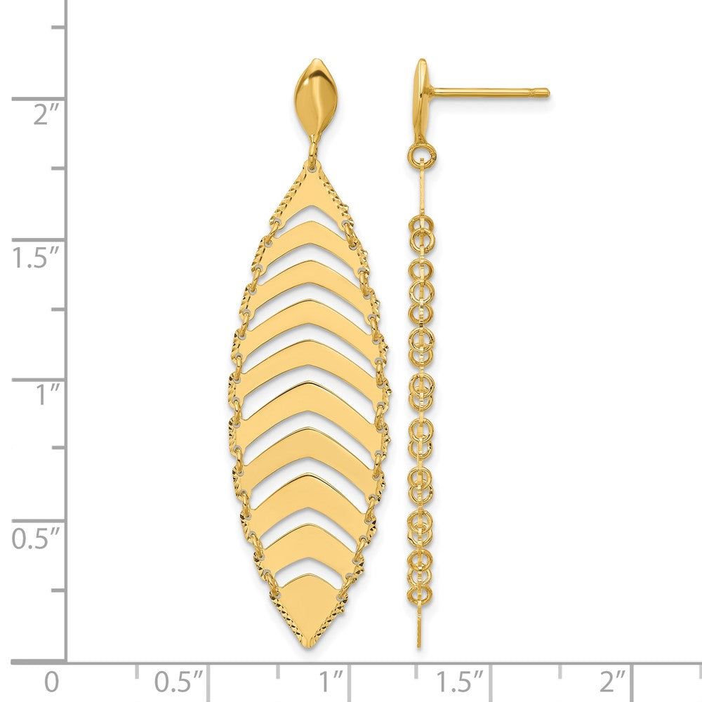 14k Polished D/C Post Dangle Leaf Earrings