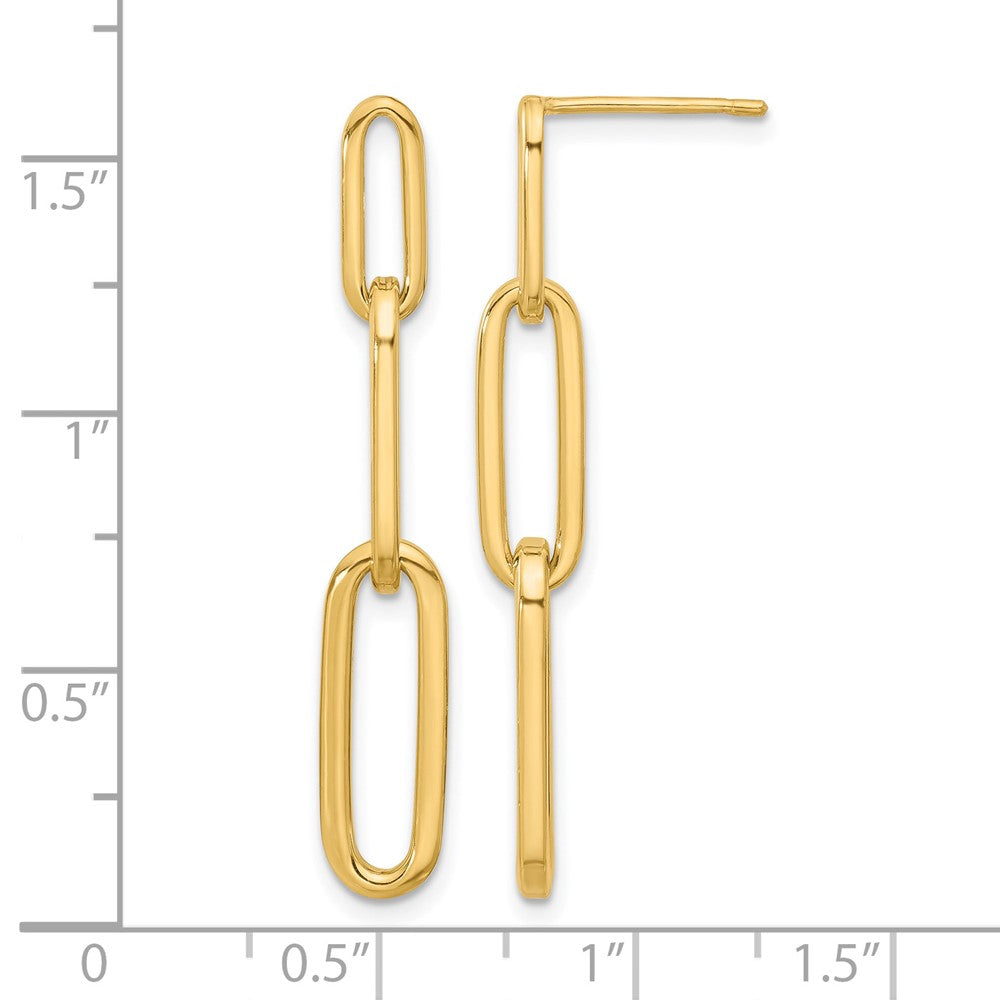 14k Polished Paperclip Link Post Dangle Earrings