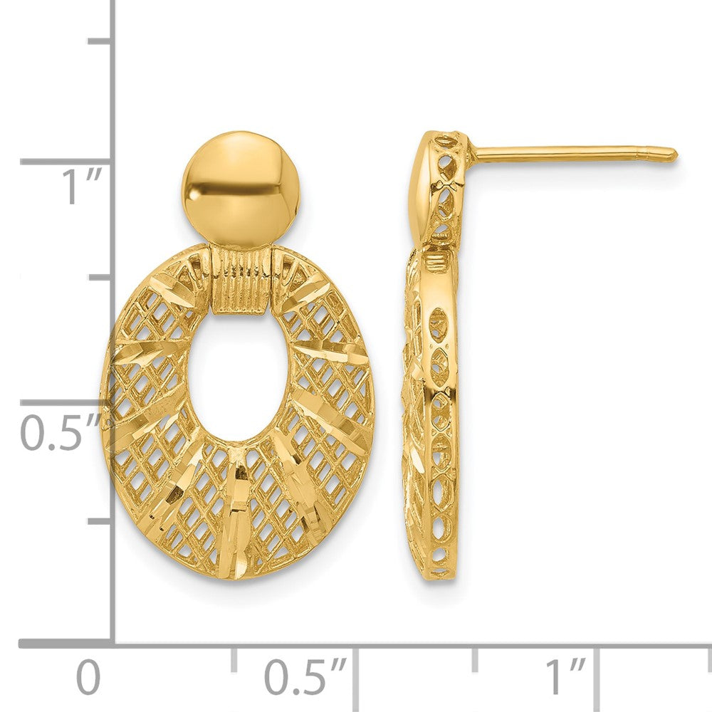 14k Polished D/C Oval Post Dangle Earrings