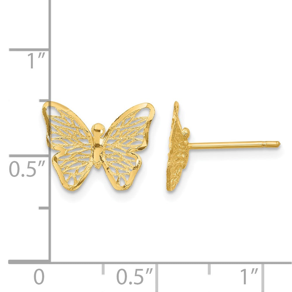 14k Textured and Polished Butterfly Post Earrings