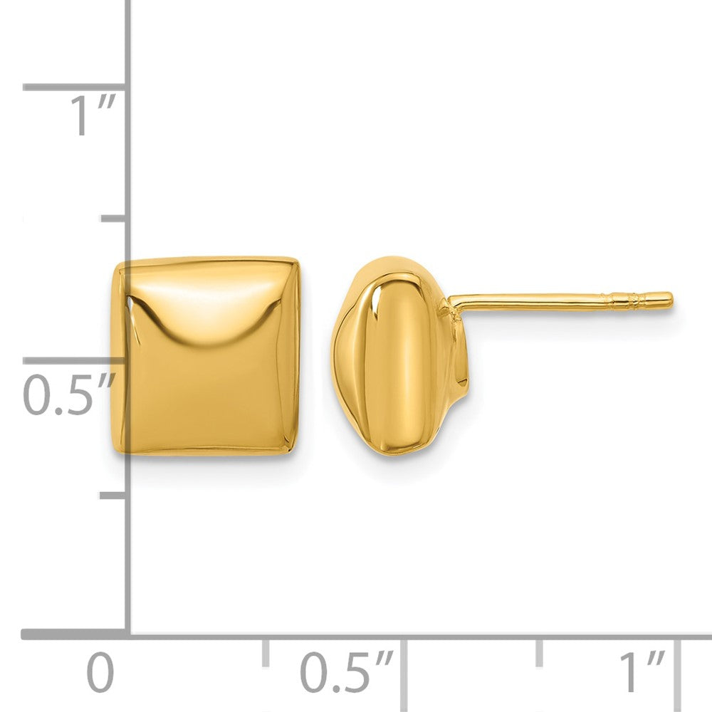 14K Polished Hollow Puffed Square Post Earrings