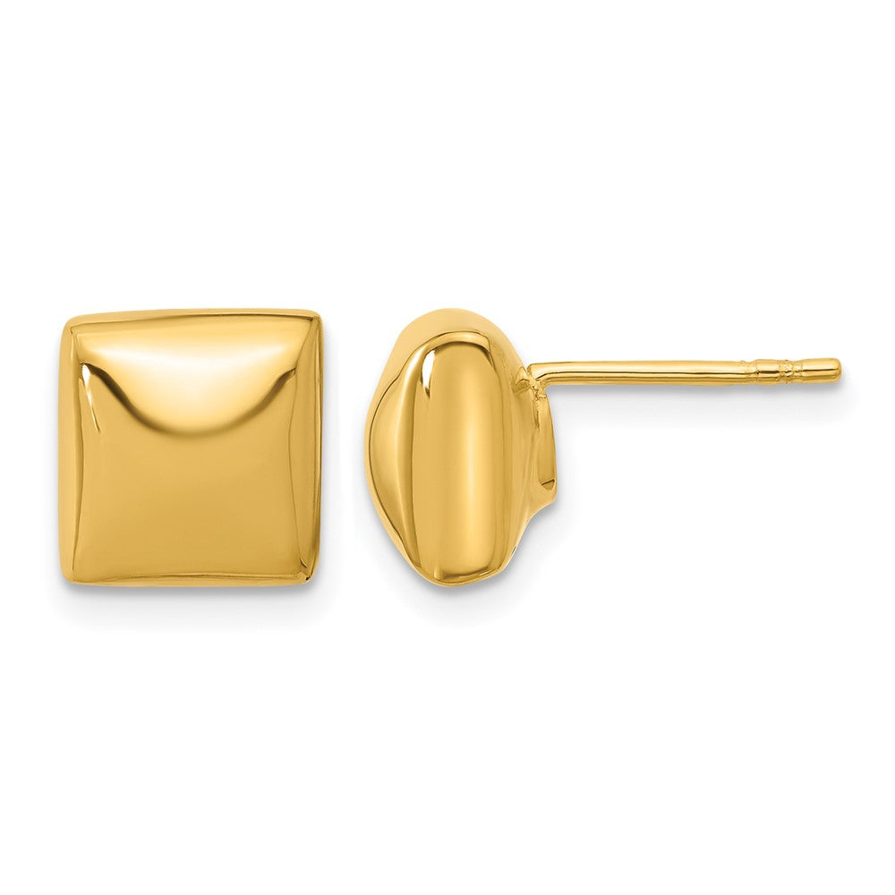 14K Polished Hollow Puffed Square Post Earrings