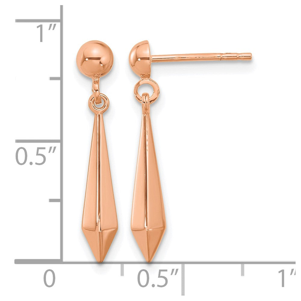 14K Rose Gold Polished Post Dangle Earrings