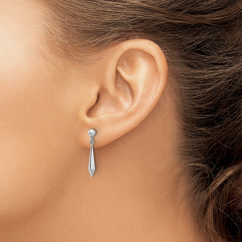 14K White Gold Polished Post Dangle Earrings