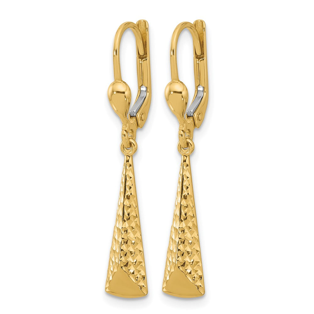 14K Polished and Diamond-cut Dangle Leverback Earrings