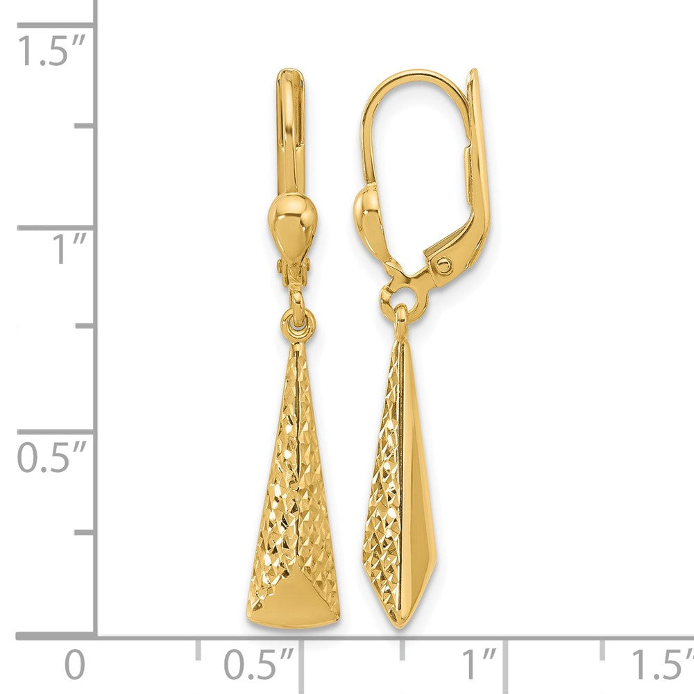 14K Polished and Diamond-cut Dangle Leverback Earrings