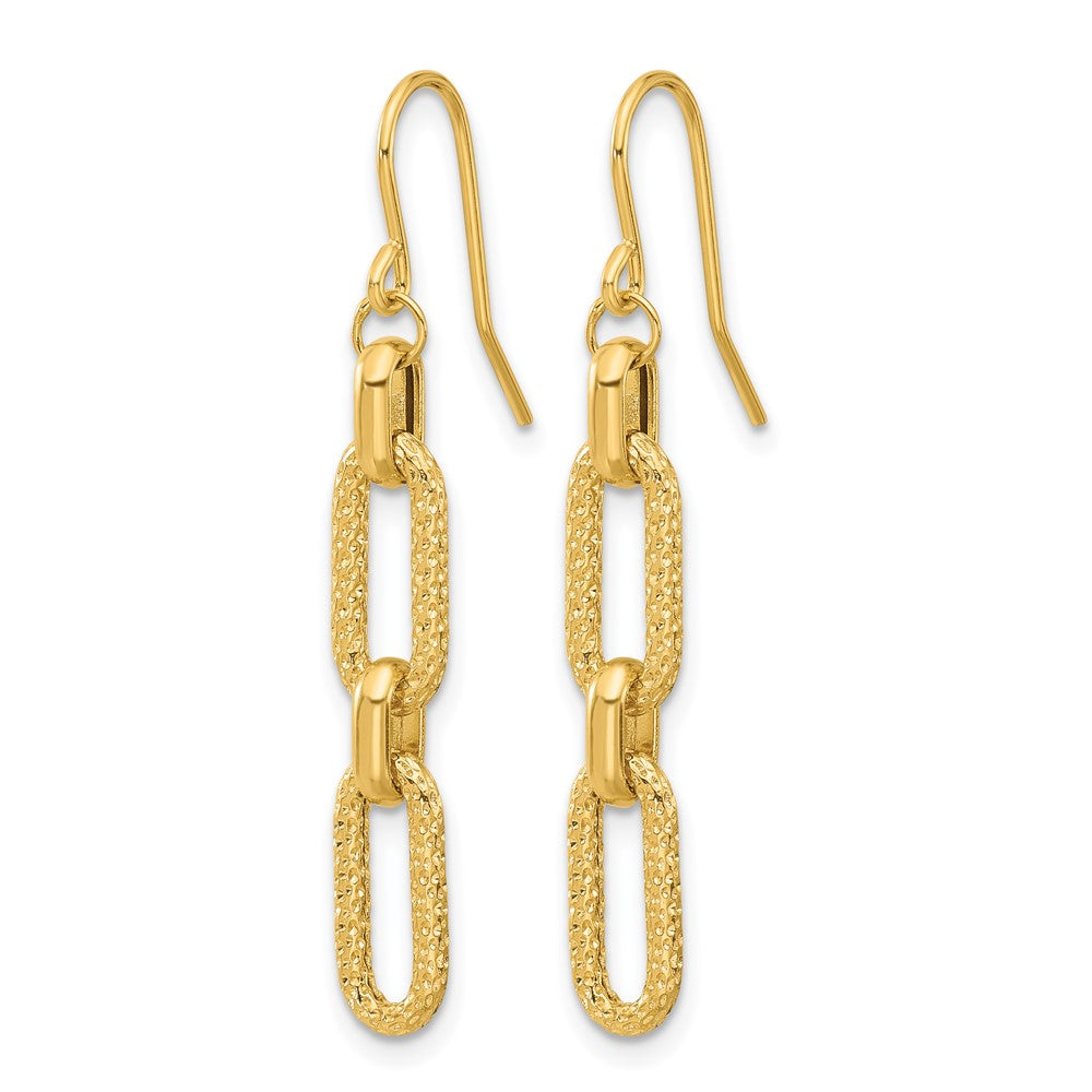 14K Polished and D/C Link Dangle Earrings