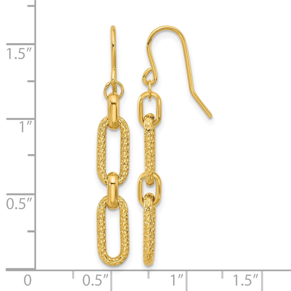 14K Polished and D/C Link Dangle Earrings