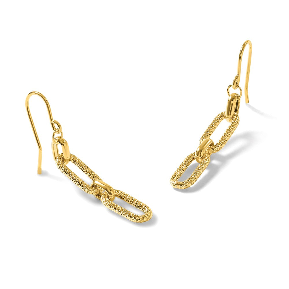 14K Polished and D/C Link Dangle Earrings