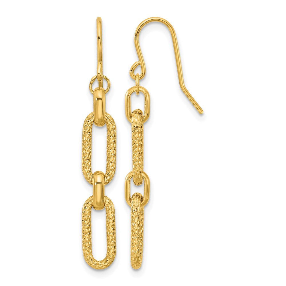 14K Polished and D/C Link Dangle Earrings