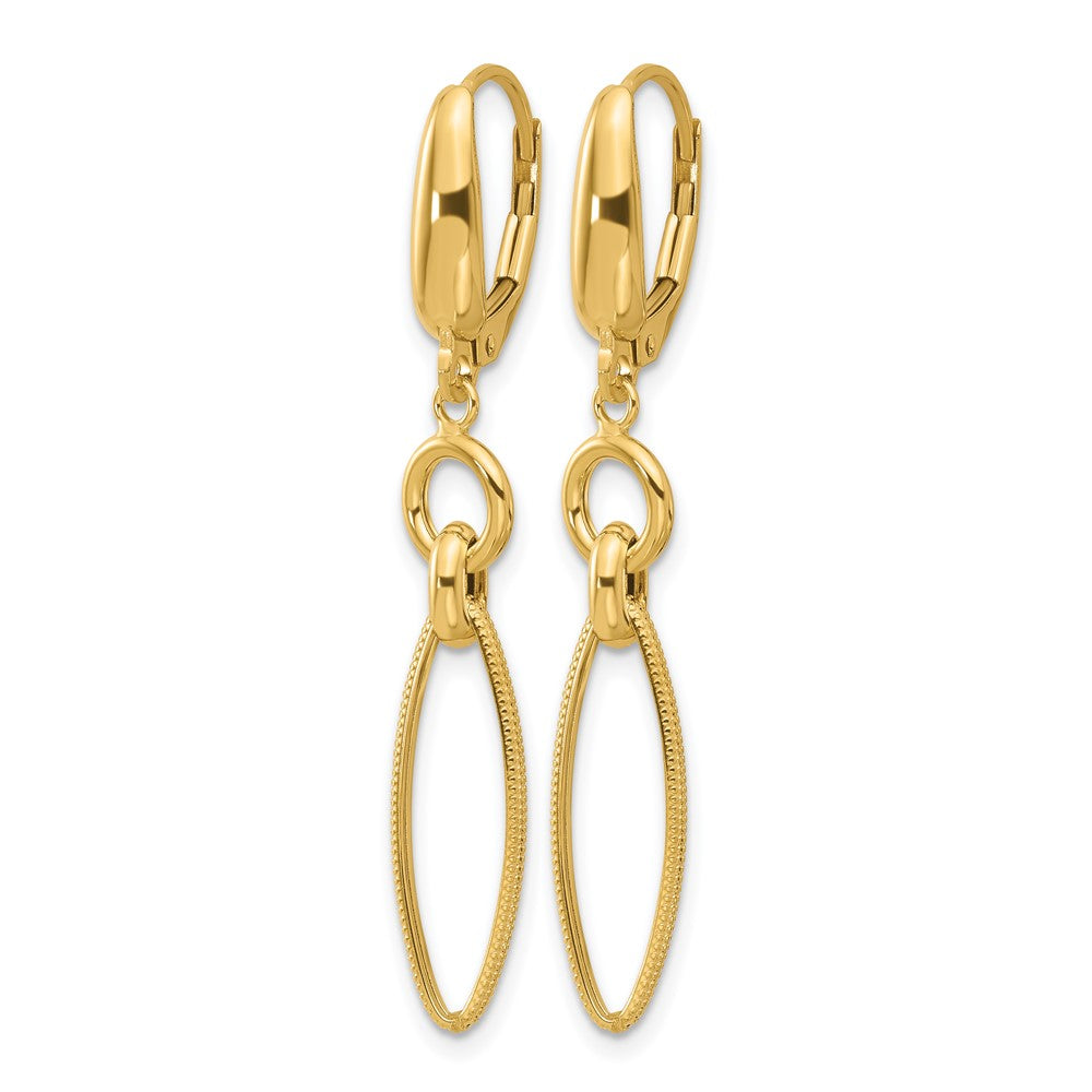 14K Polished and Diamond-cut Dangle Earrings