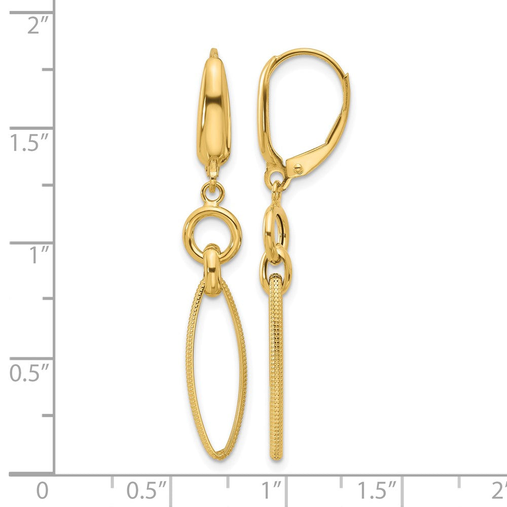 14K Polished and Diamond-cut Dangle Earrings