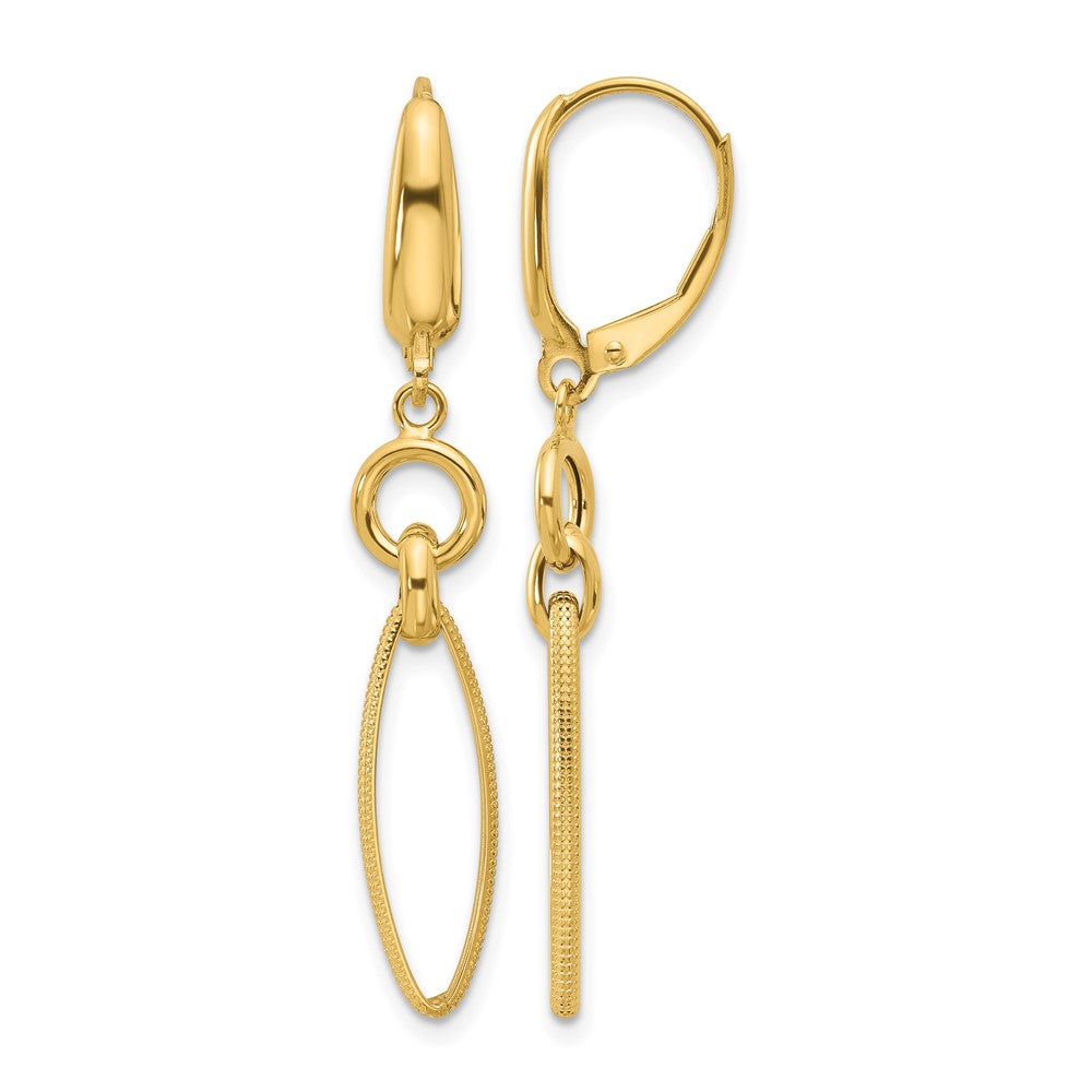 14K Polished and Diamond-cut Dangle Earrings
