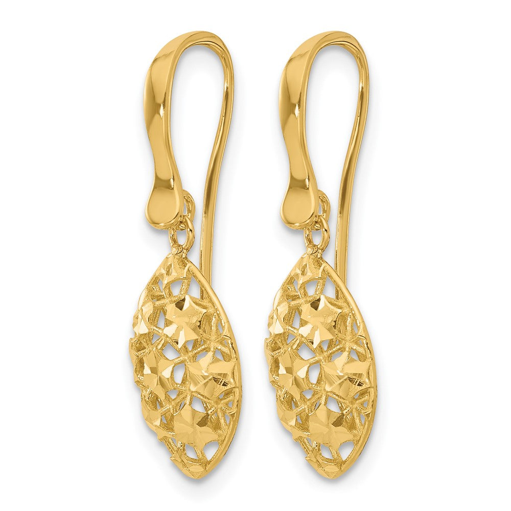 14k Polished D/C Shepherd Hook Dangle Earrings