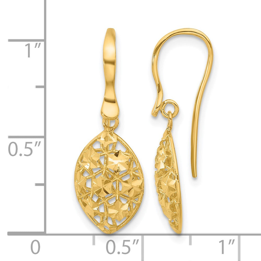 14k Polished D/C Shepherd Hook Dangle Earrings
