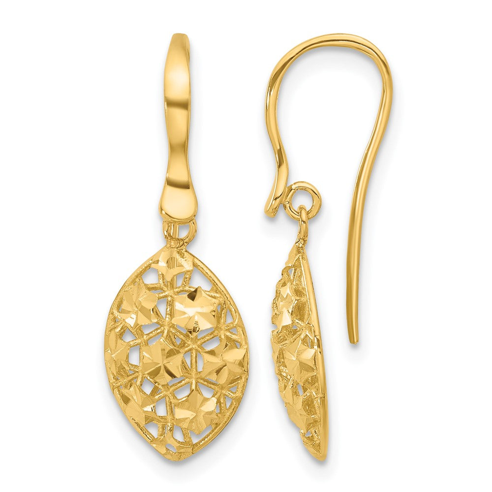 14k Polished D/C Shepherd Hook Dangle Earrings