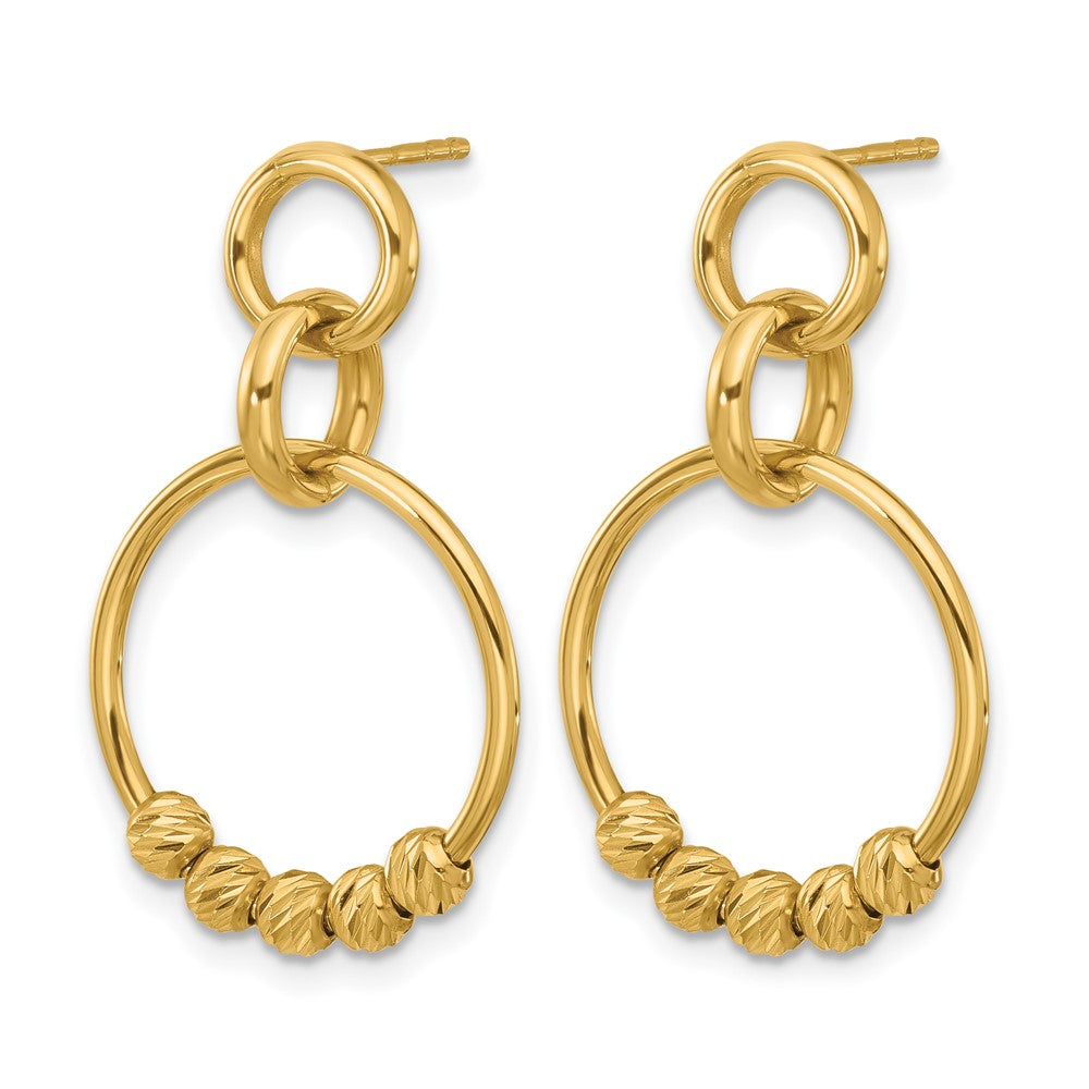 14K Polished and Diamond-cut Dangle Post Earrings