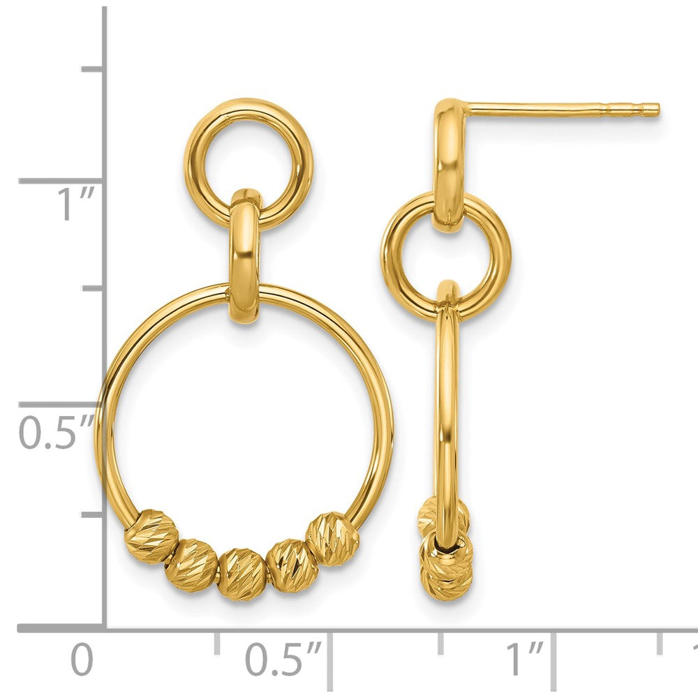 14K Polished and Diamond-cut Dangle Post Earrings