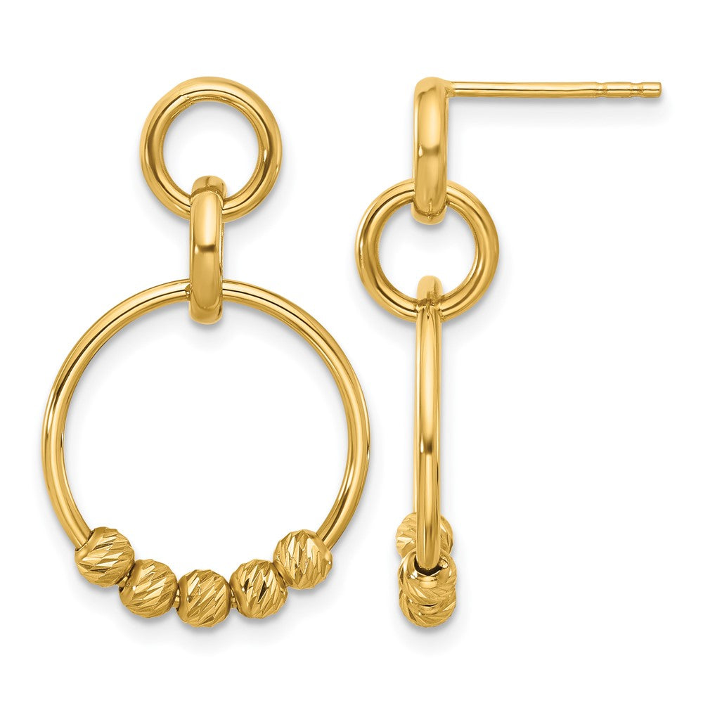 14K Polished and Diamond-cut Dangle Post Earrings