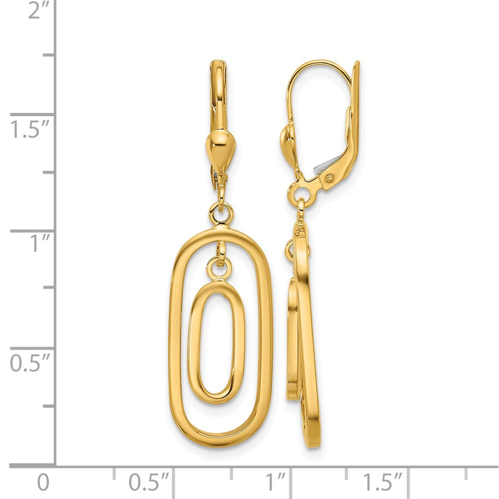 14K Polished Ovals Dangle Leverback Earrings