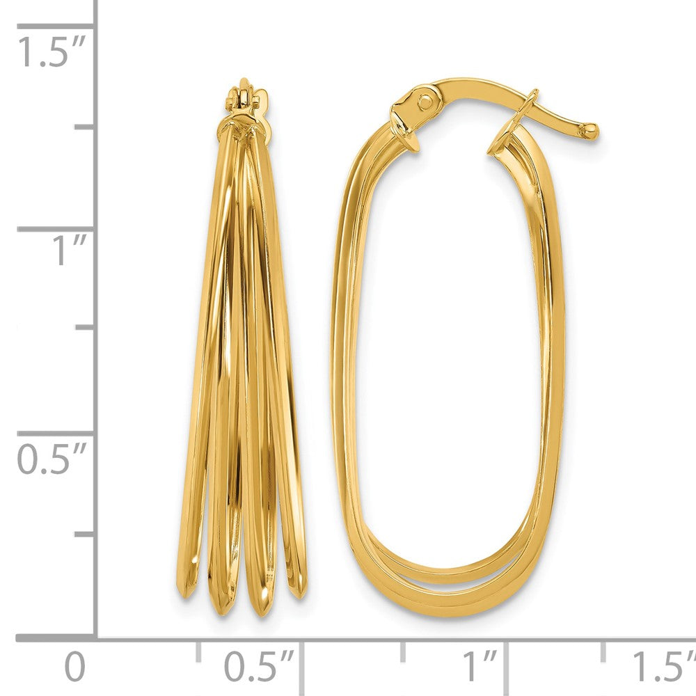 14K Polished Oval Hoop Earrings