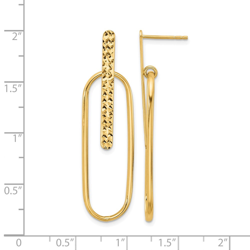 14K Polished and Diamond-cut Oval Dangle Post Earrings