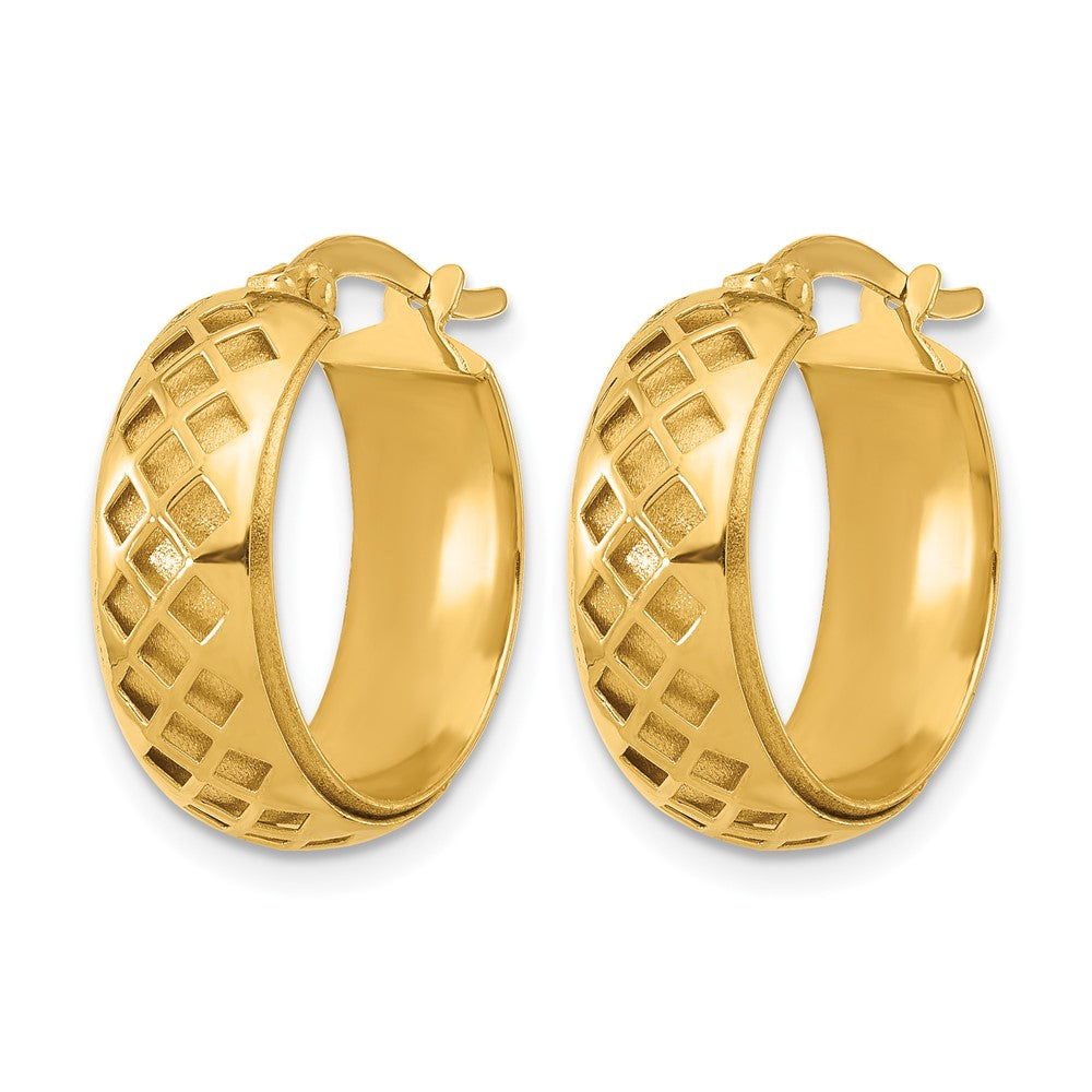 14K Polished and Brushed Fancy Hoop Earrings