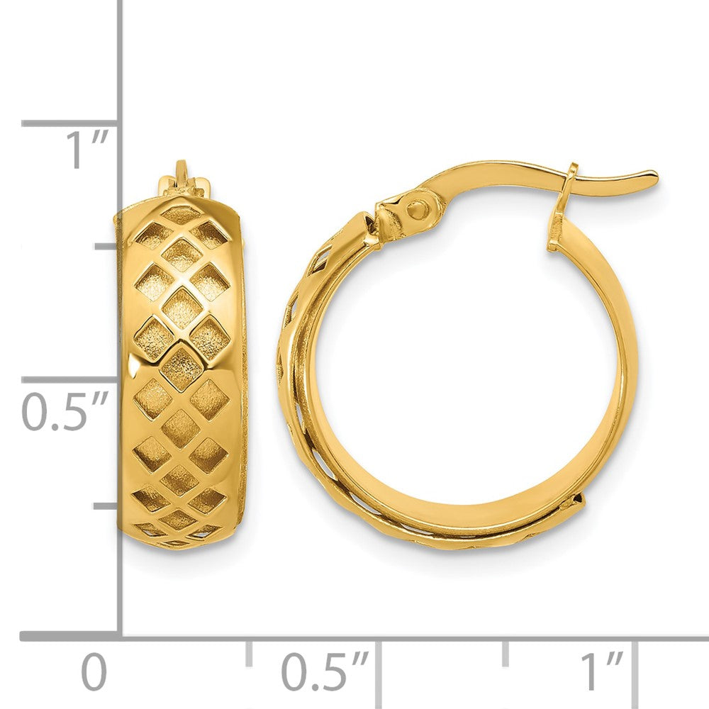 14K Polished and Brushed Fancy Hoop Earrings